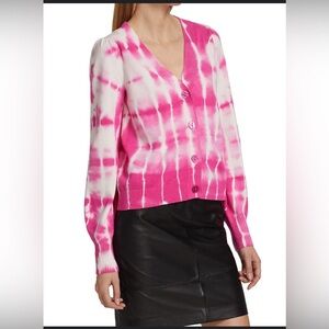 Generation Love Coco tie-dye hot pink & white cotton-silk button cardigan - S